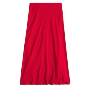 ABERCROMBIE & FITCH Chiffon Maxi Skirt Flowy Lined A-line Red Women’s Medium